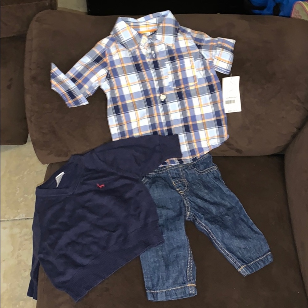 3M Carter’s matching set, shirt, jeans & sweater